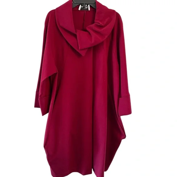 Joseph Ribkoff Classic Cocoon Coat Style 153302 Burgundy Size 8 - Picture 2 of 7